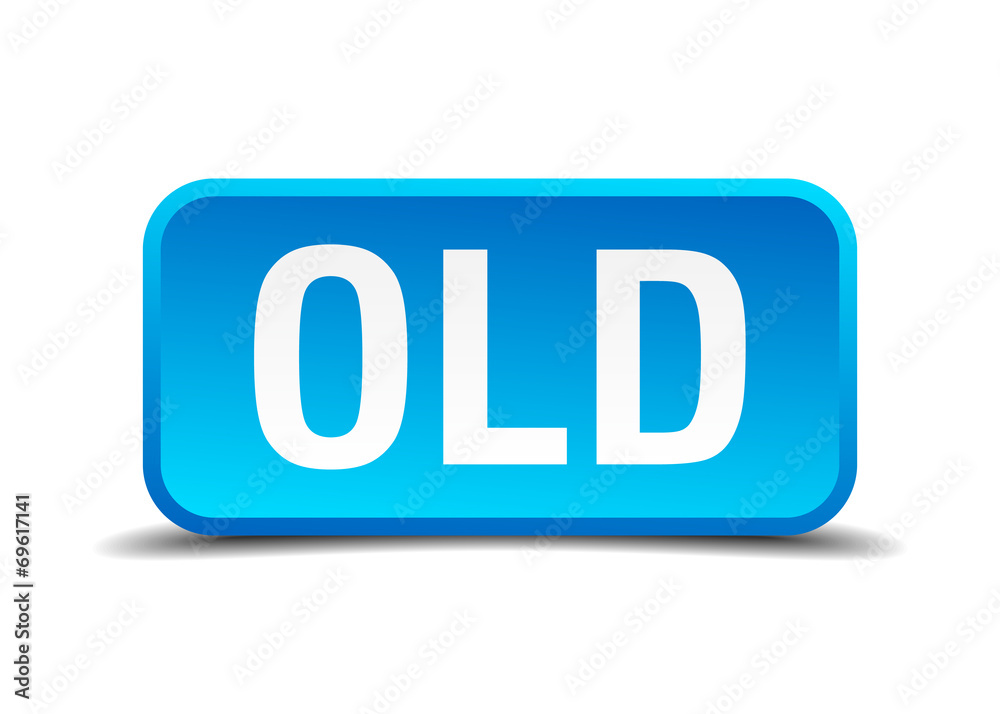 Old blue 3d realistic square isolated button Old blue 3d realistic square isolated button
