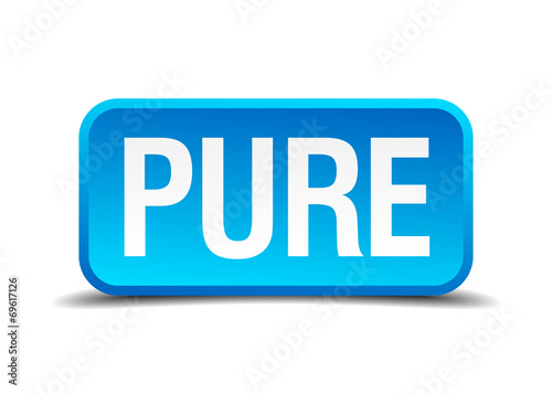 Pure blue 3d realistic square isolated button