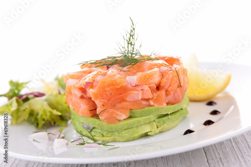 salmon and avocado, appetizer