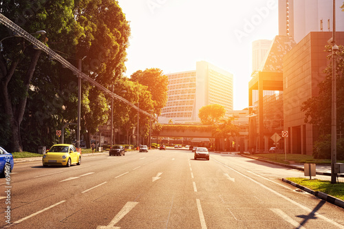 Photography On the Urban Road during the sunset