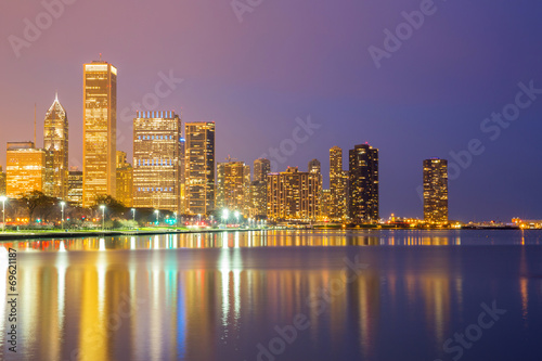 Chicago downtown at dusk