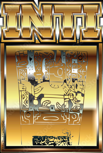 Ancient Peruvian gold ornament illustration