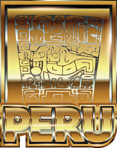 Ancient Peruvian gold ornament illustration