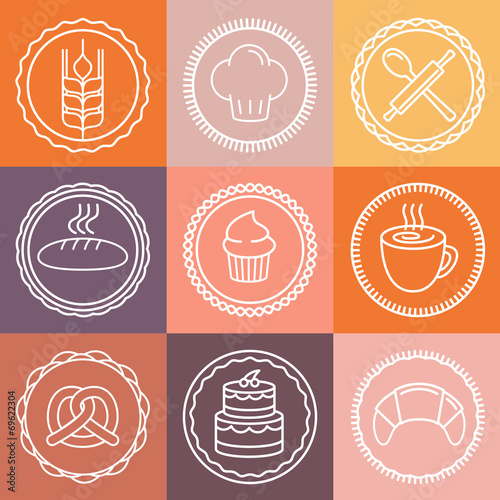 Vector bakery and pastry emblems and icons