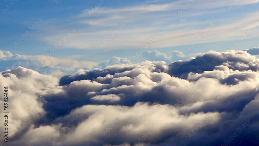 Aerial shot of the wing of an airplane flying Aerial shot of the wing of an airplane flying