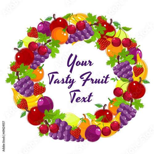 Colorful wreath of fresh fruit