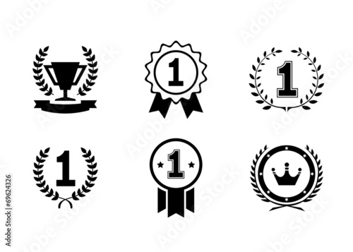 Set of vector winner emblems and leader icons