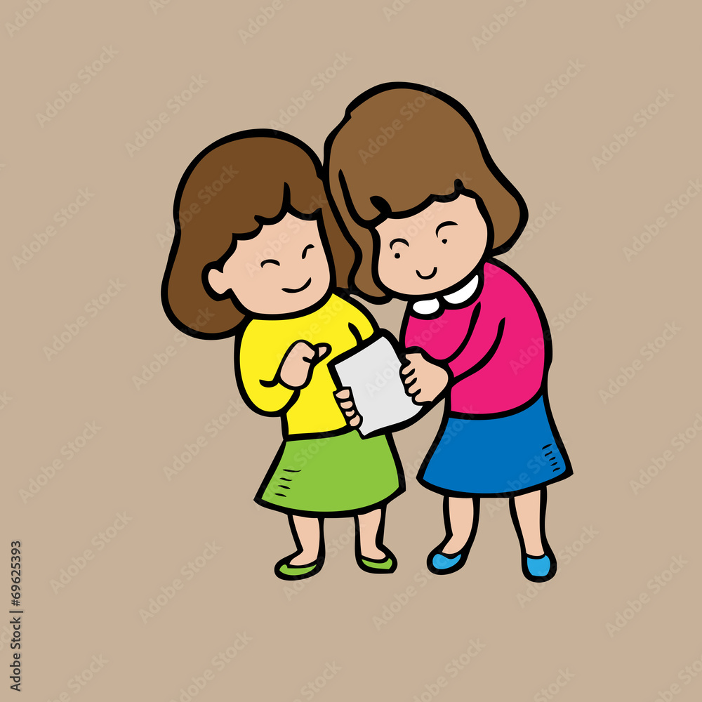 Girls reading together Girls reading together