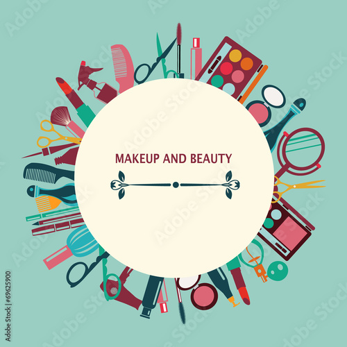 set of makeup and beauty elements  pattern-illustration