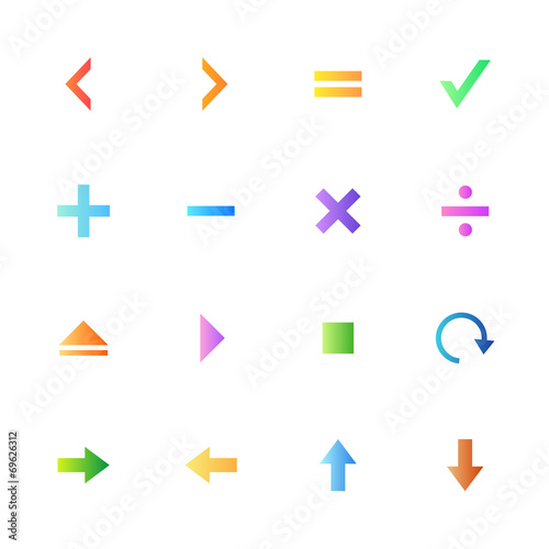 Colorful style calculator and computer icons vector set.