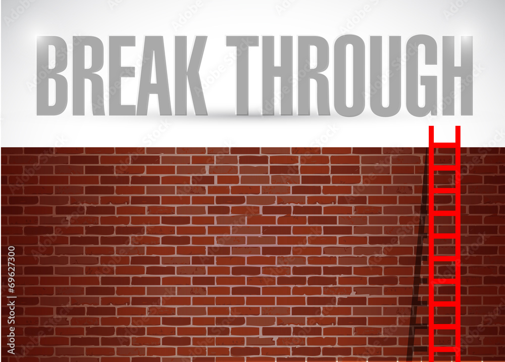 Fototapeta premium break through brick wall illustration design