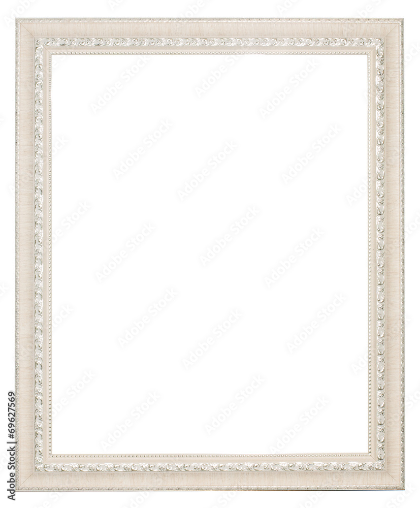 White baroque frame. Vertical white frame isolated on white White baroque frame. Vertical white frame isolated on white