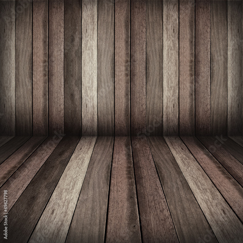 Wooden panel wall and floor interior background.
