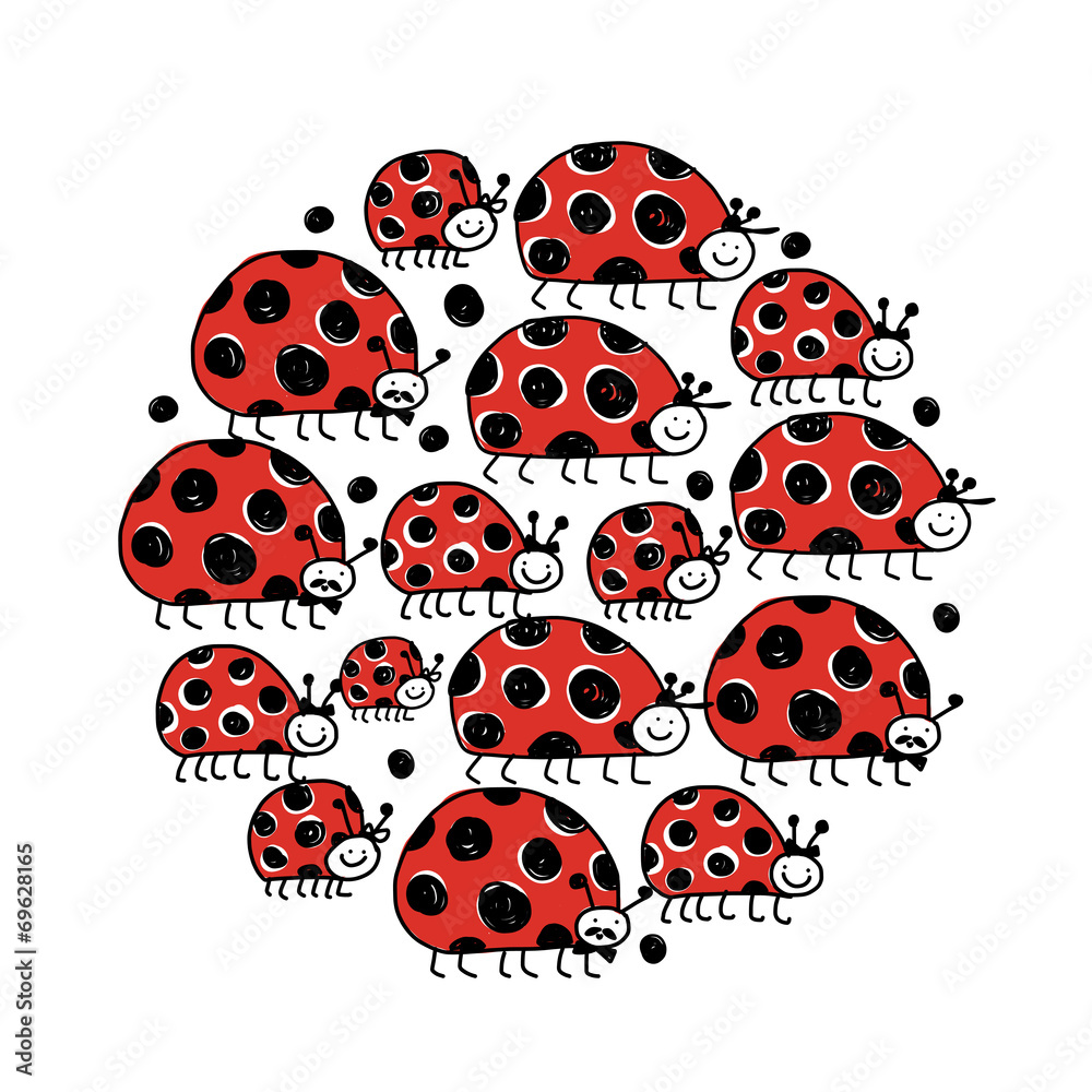 Ladybird family, frame for your design