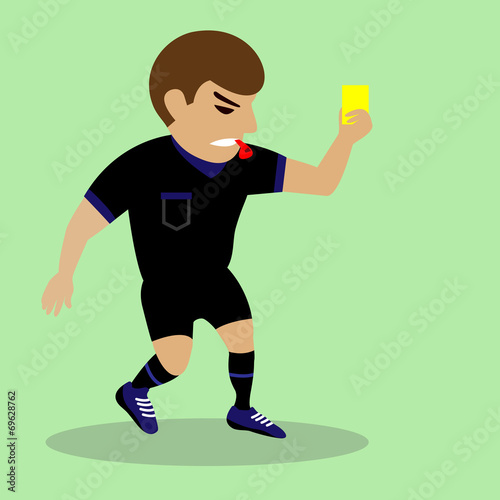 Soccer referee giving yellow card