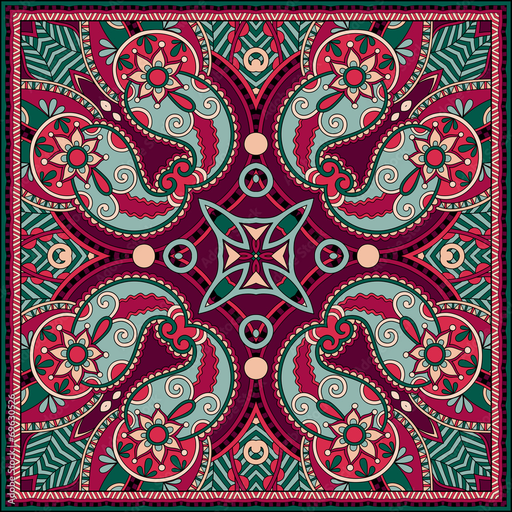 Traditional ornamental floral paisley bandanna