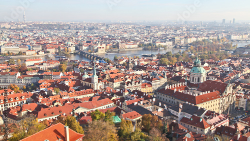 Top view of Prague city in Autumn