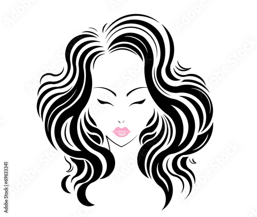 Long hair stile icon  logo girl s face