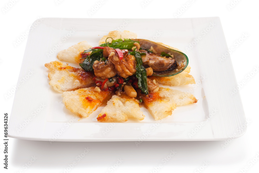 seafood with fried roti seafood with fried roti