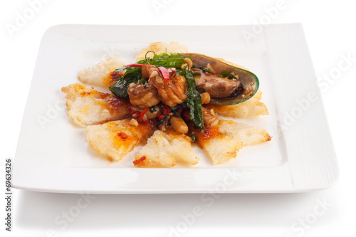 seafood with fried roti