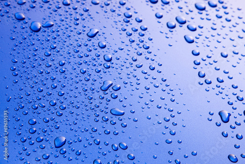 water drops on blue background