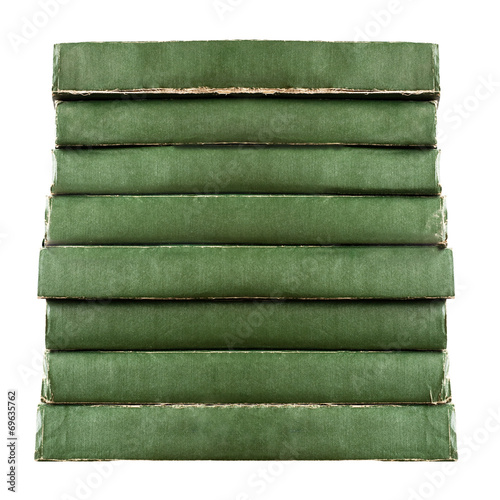 stack of green vintage old books