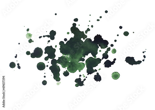 Abstract watercolor aquarelle hand drawn dark green drop