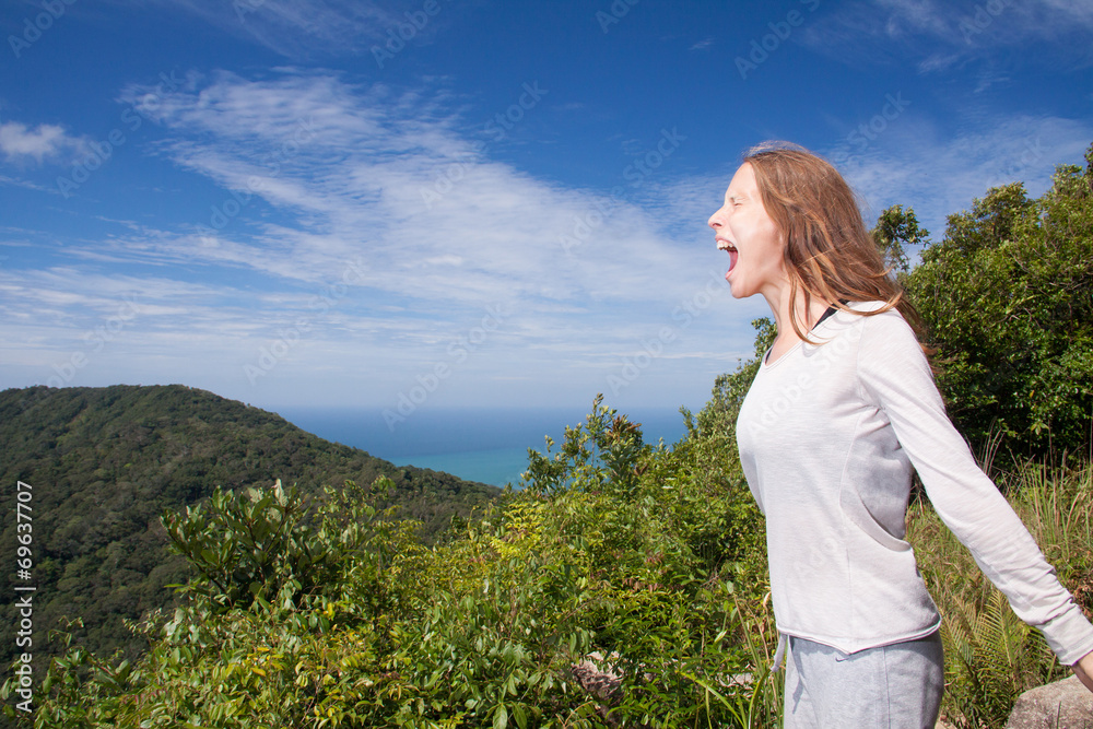 woman screams in the mountains woman screams in the mountains