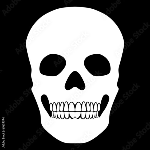 Totenschädel, Totenkopf, weiß auf schwarz, Vektor, freigestellt