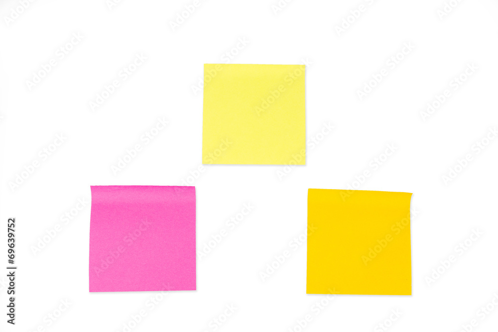 Collection of paper notes on white background Collection of paper notes on white background