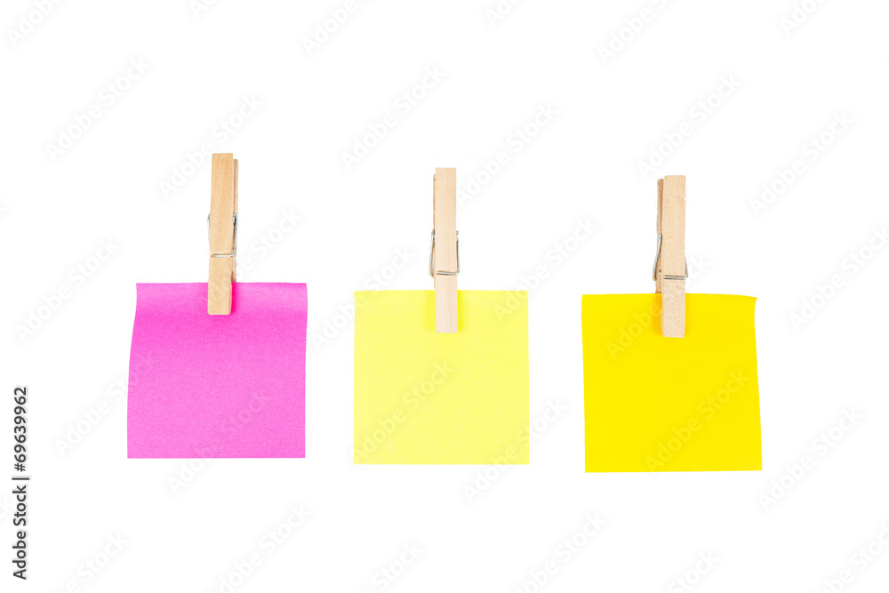 Collection of paper notes on white background Collection of paper notes on white background