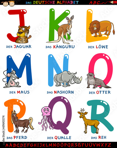 cartoon german alphabet with animals