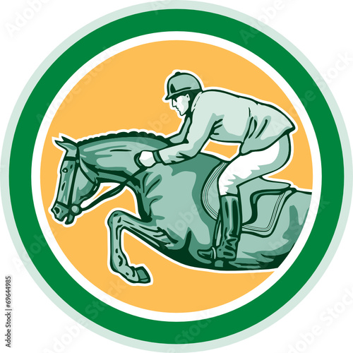 Equestrian Show Jumping Side Circle Retro