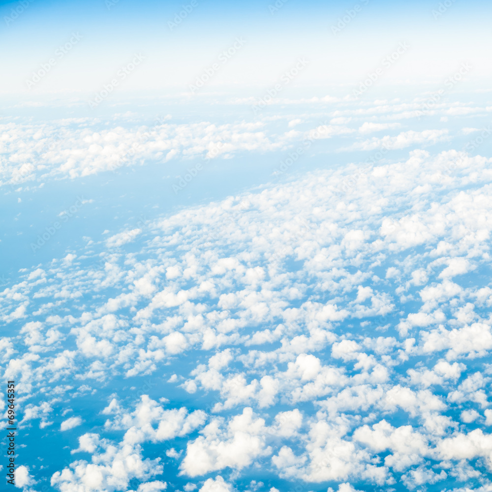 Sky. View from window of airplane flying in clouds Sky. View from window of airplane flying in clouds