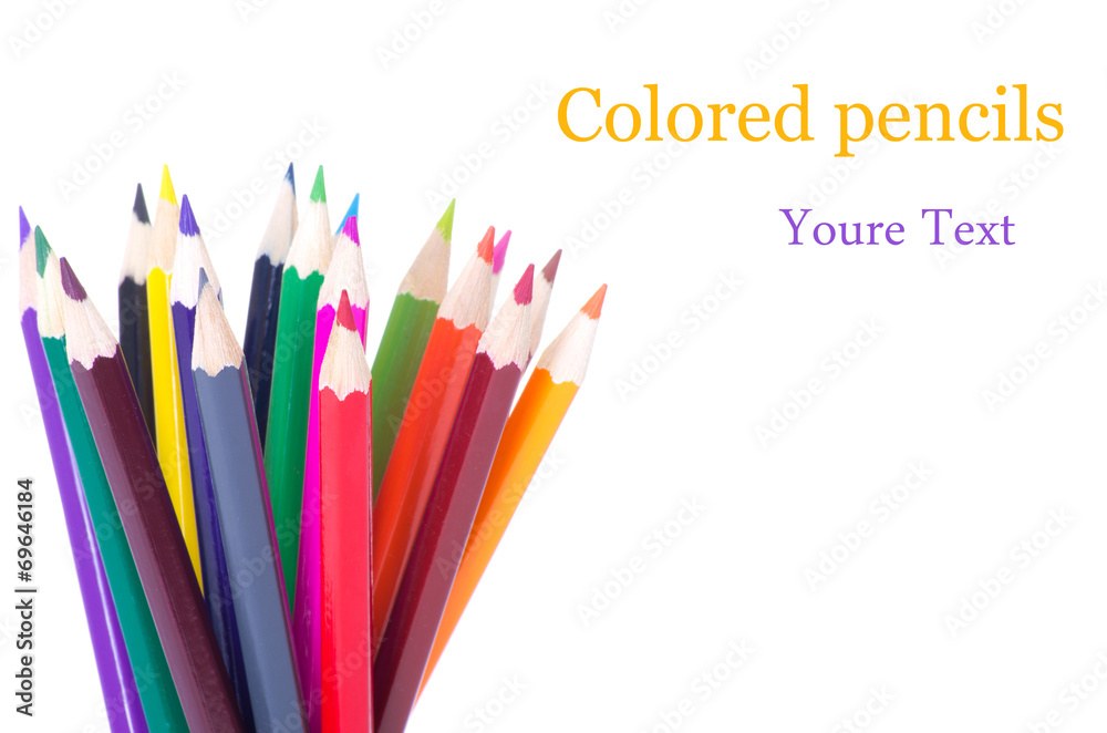 Fototapeta premium Colour pencils isolated on white background close up