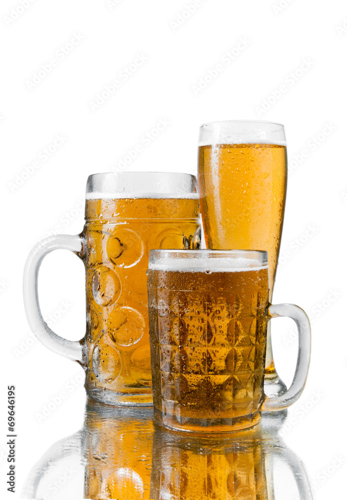 three glasses of beer