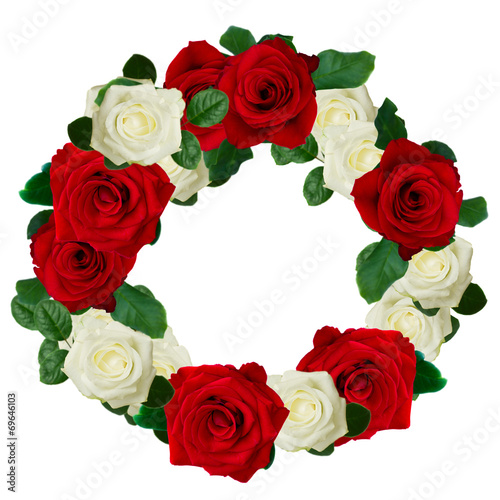 red and white roses wreath