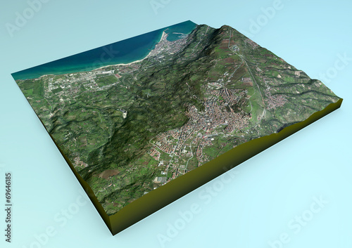 Vista aerea di Vibo Valentia e zone limitrofe mappa in 3d photo