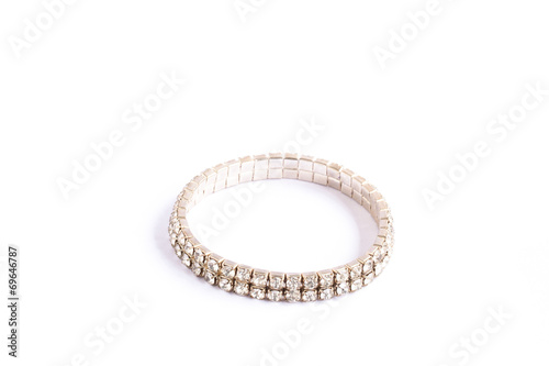 Diamond bracelet isolated on white.
