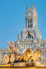 Acrylglasbilder Madrid Cibeles Brunnen am Abend in Madrid  © Anibal Trejo