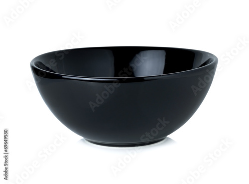Empty black bowl isolated on white background