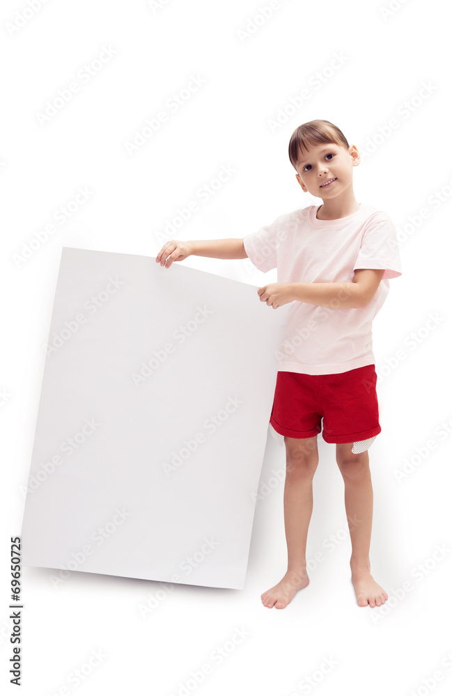 Girl holding blank sign Girl holding blank sign
