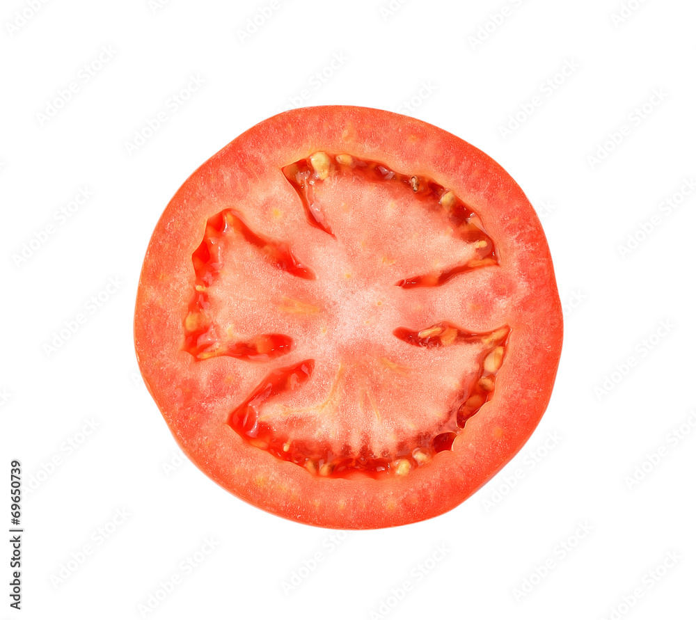 slice of tomato isolated on white slice of tomato isolated on white