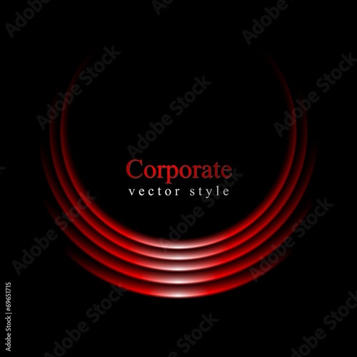 Glow red curve logo on black background