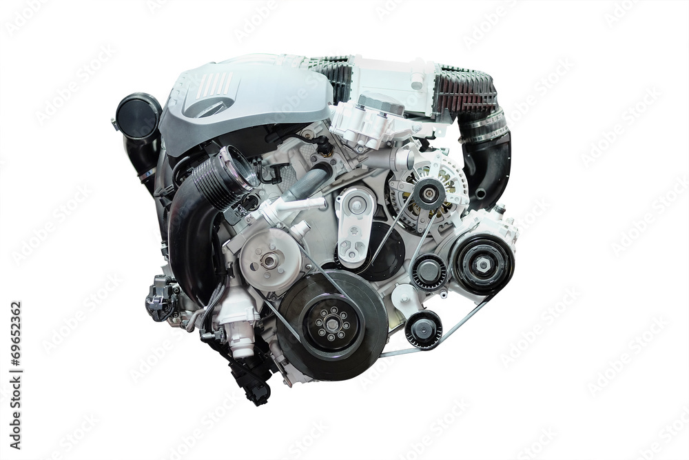 The image of an engine isolated under the white background The image of an engine isolated under the white background