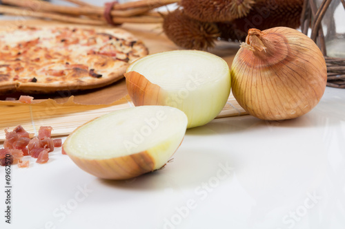 tarte flambee ham and onion photo