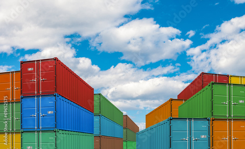 export or import shipping cargo container stacks in port