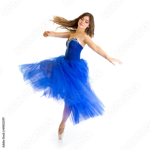 dancer girl in motion isolated on white
