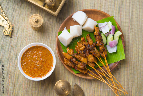 Photography chicken satay shot from top down