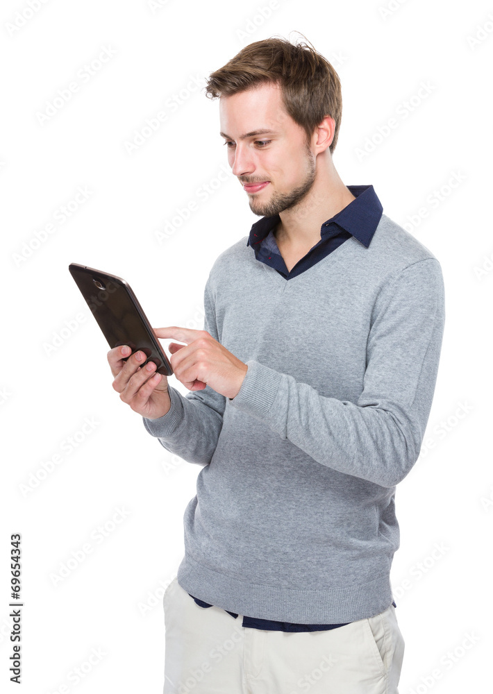 Man use of digital tablet